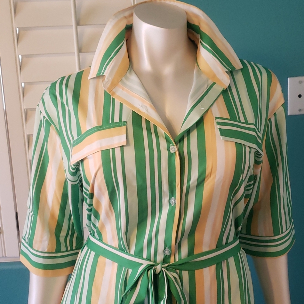 Green and Yellow Maxi Shirt Dress Size 2x - Picture 7 of 7